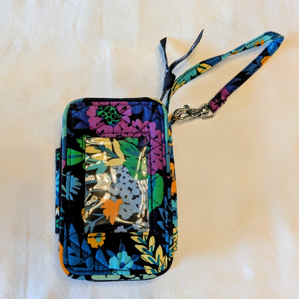 Vera Bradley Black Multicolor Floral Wristlet Wallet